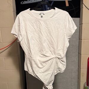 Express White Short Sleeve Bodysuit